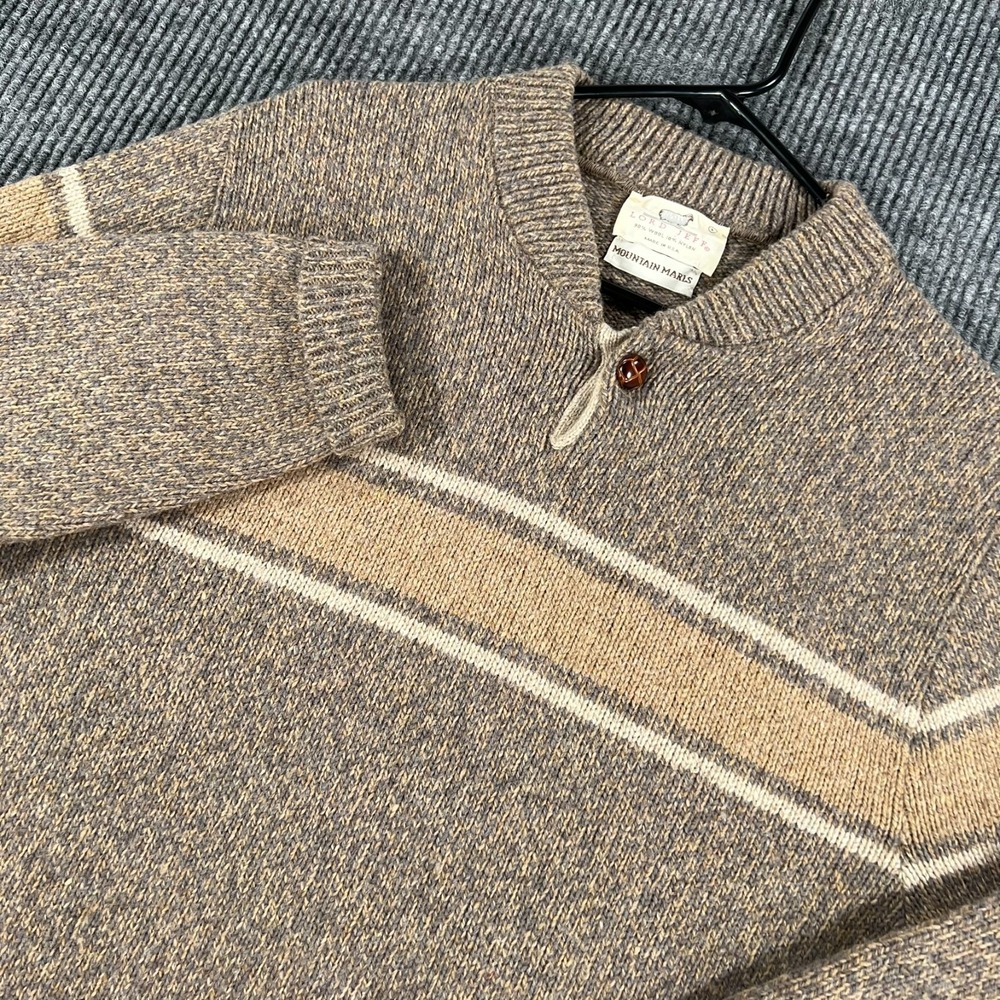 Vintage Lord Jeff Mountain Marls Sweater Mens Large Brown Striped Long Sleeve